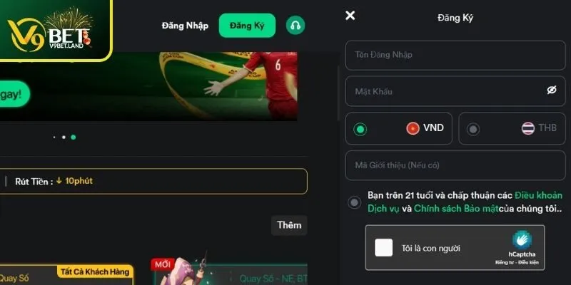 Các bước hướng dẫn đăng ký V9BET cụ thể cho newbie 