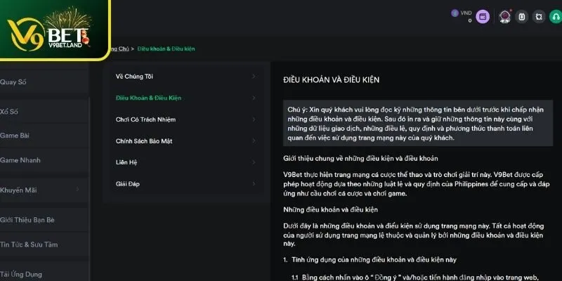 Lý do hội viên cần nắm chắc điều khoản điều kiện V9BET 